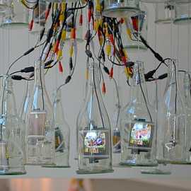   Detail view of video bottles 2 by Bryan Leister
